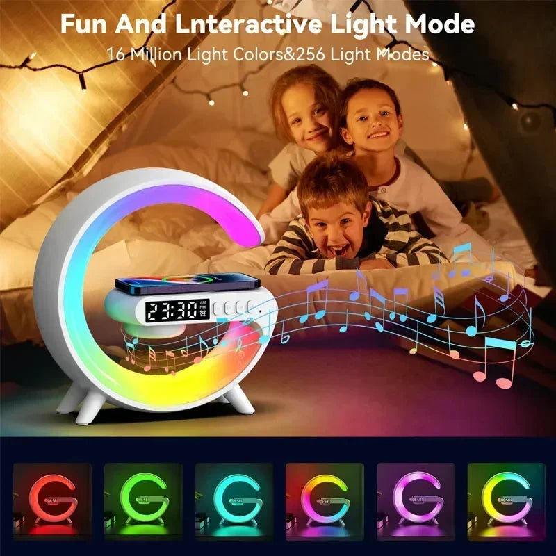 Cargador inalámbrico multifunción, soporte para altavoz, luz nocturna TF RGB, estación de carga rápida de 15W para Iphone, Samsung, Xiaomi y Huawei