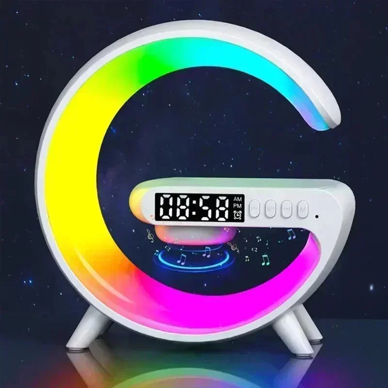 Cargador inalámbrico multifunción, soporte para altavoz, luz nocturna TF RGB, estación de carga rápida de 15W para Iphone, Samsung, Xiaomi y Huawei